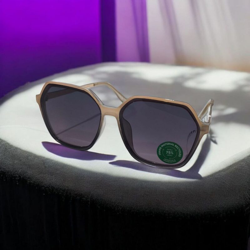 عینک آفتابی زنانه فریم شش‌ضلعی دو رنگ عینکه