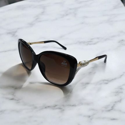 عینک آفتابی زنانه اورسایز مشکی مرواریدی P 777 از عینکه